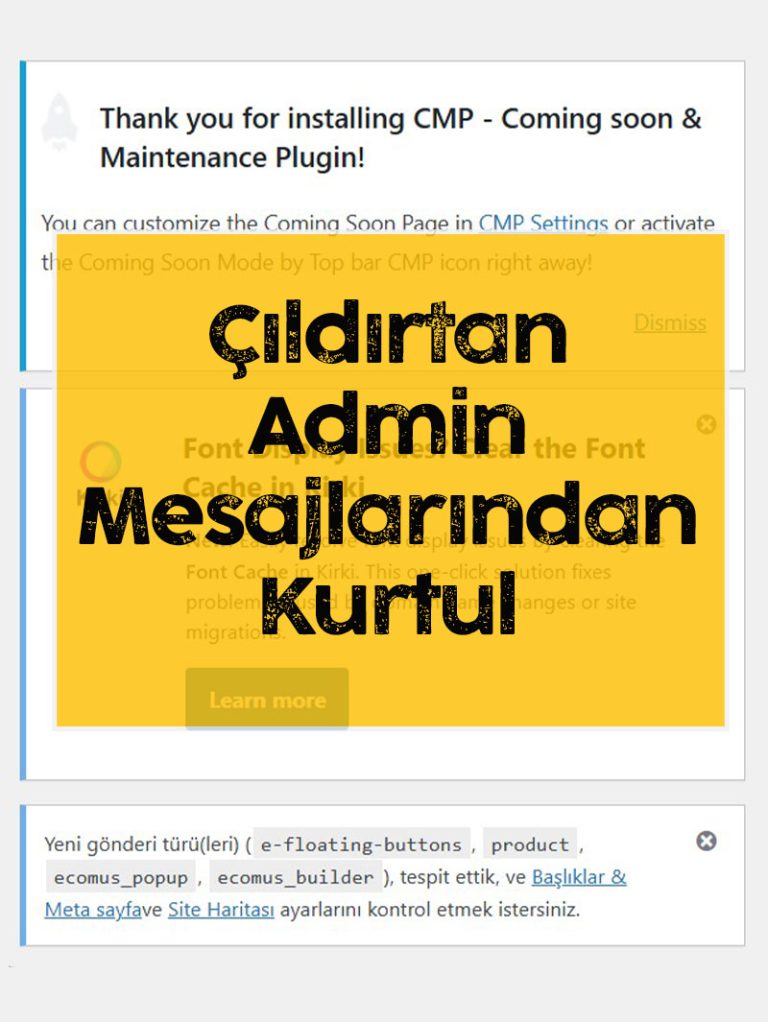 WordPress Admin Bildirimlerini Gizleme Eklentisi
