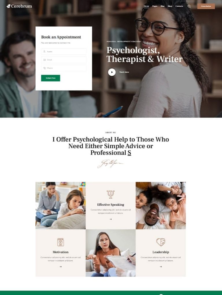 Cerebrum Psikolog ve Terapi WordPress Teması