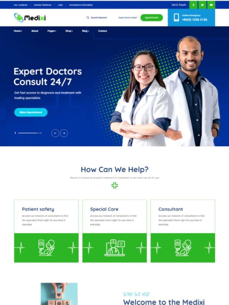 Medixi Doktor ve Klinik WordPress Teması