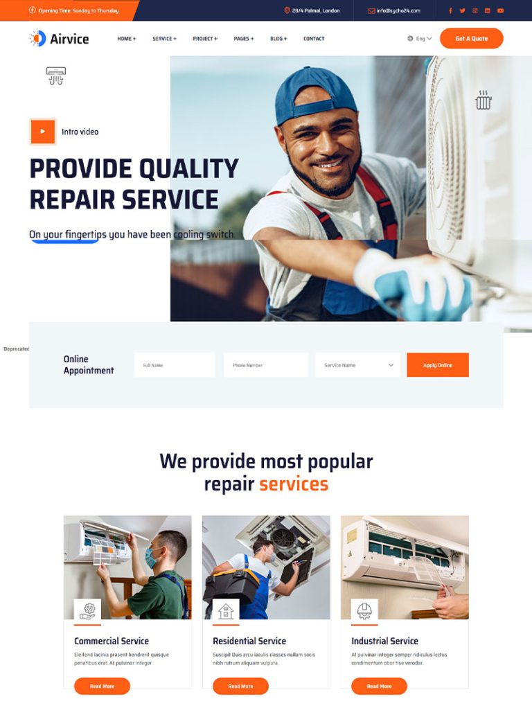 Airvice Klima Servisi WordPress Teması