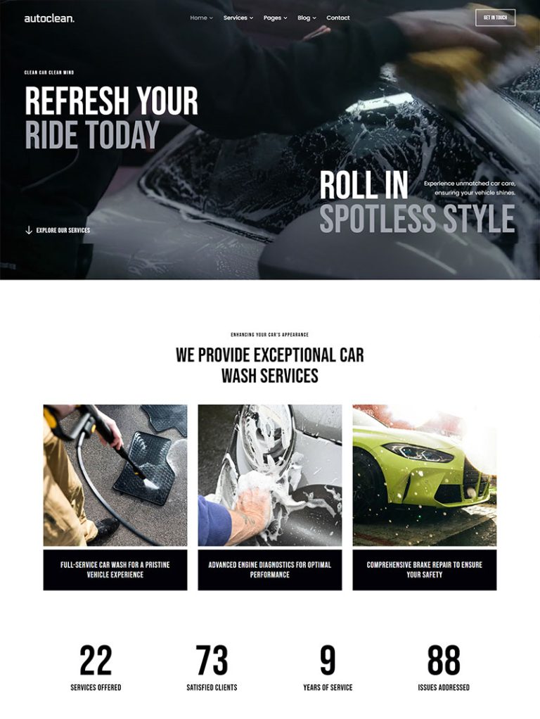 Auto Clean Oto Yıkama WordPress Teması