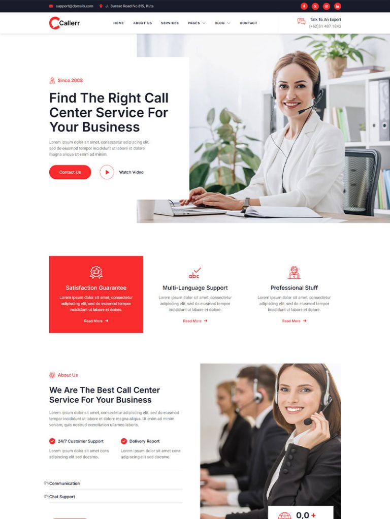 Callerr Çağrı Merkezi WordPress Teması