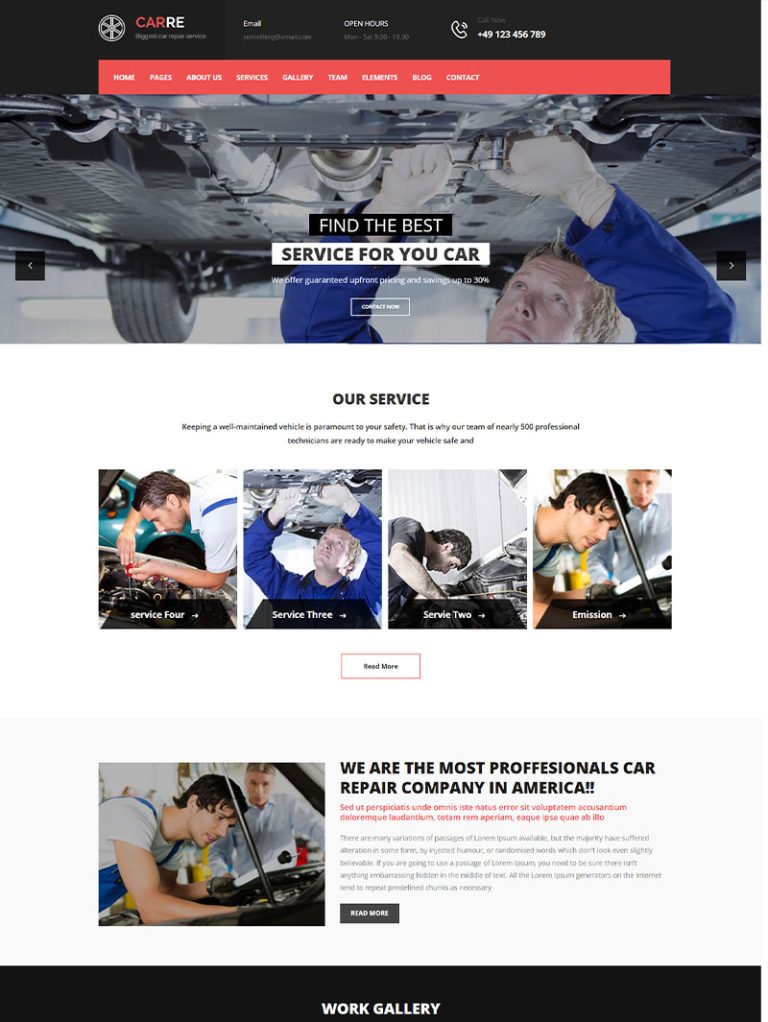 CarRe Oto Servis WordPress Teması