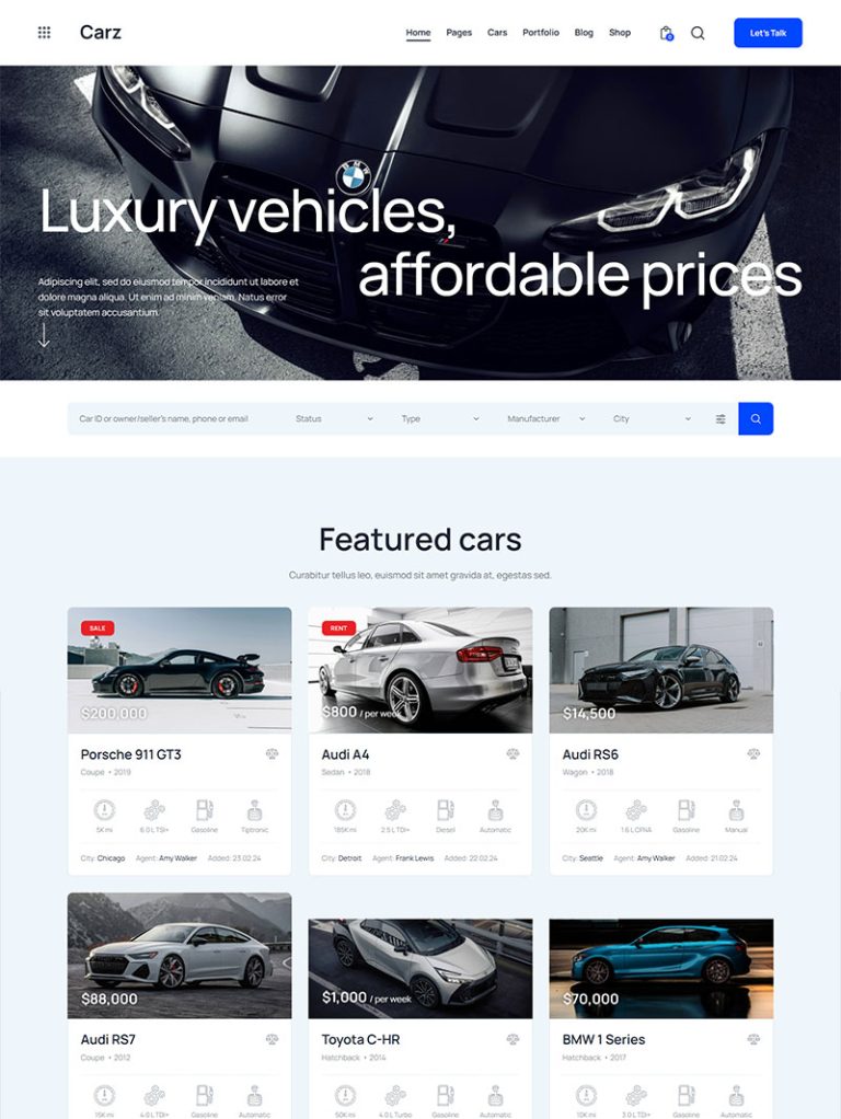 Carz Oto Servis WordPress Teması