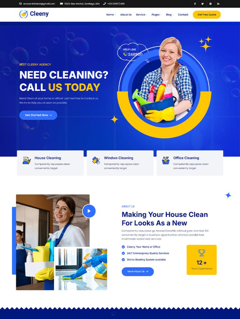 Cleeny Temizlik Şirketi WordPress Teması