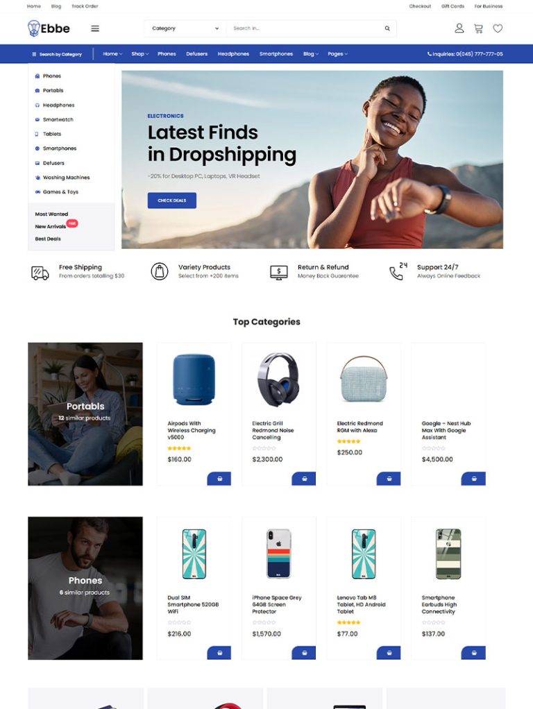Ebbe Dropshipping WordPress Teması