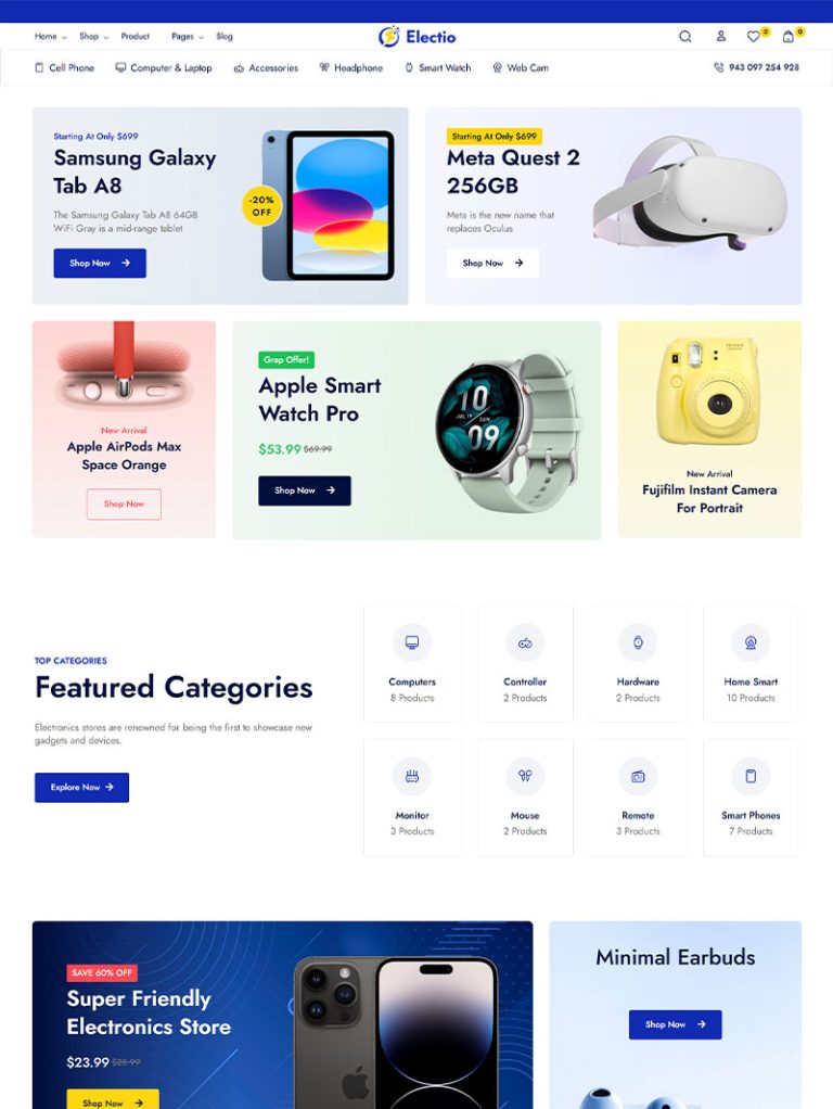 Electio Elektronik ve Teknoloji Mağazası WordPress Teması