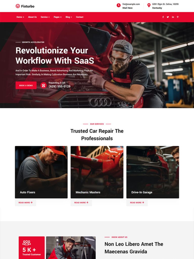 Fixturbo Oto Servis WordPress Teması