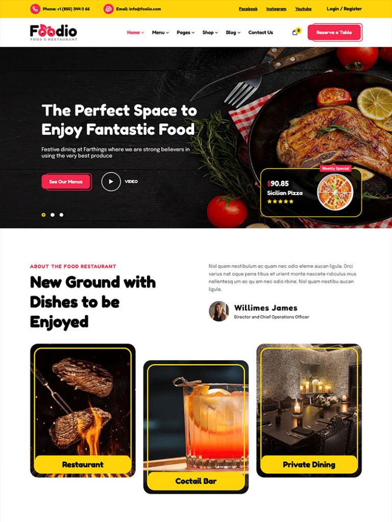 Foodio Fast Food Restoran WordPress Teması