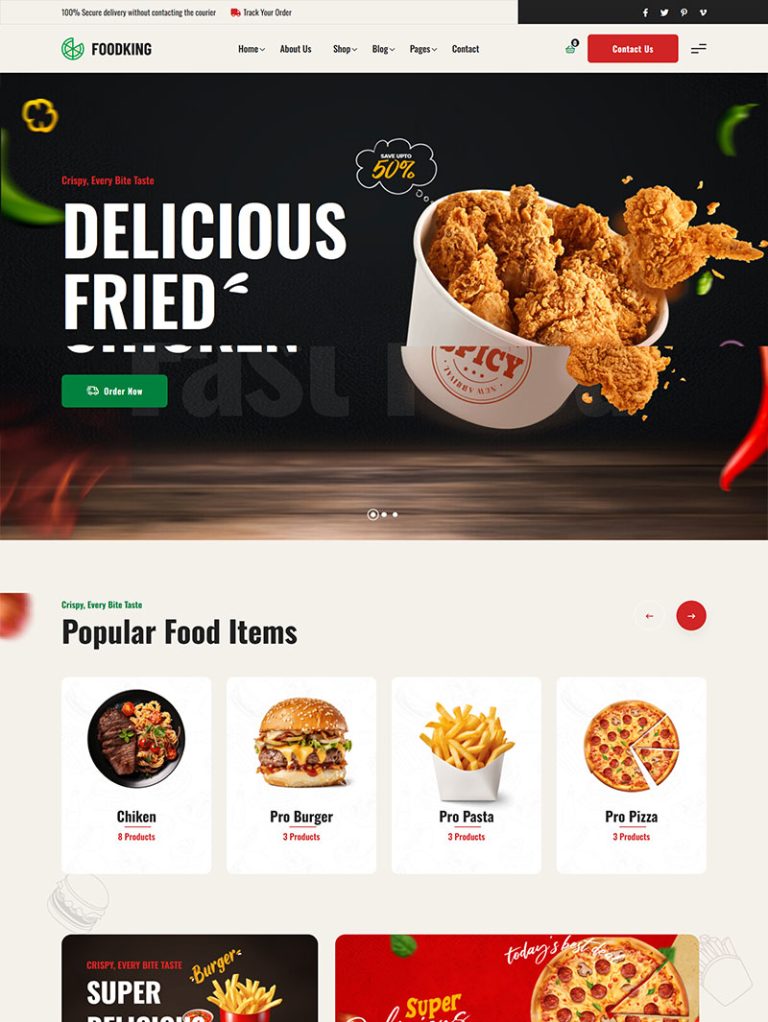 Foodking Fast Food Restoran WordPress Teması