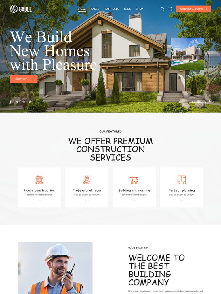 Gable İnşaat ve Yapı Firması WordPress Teması