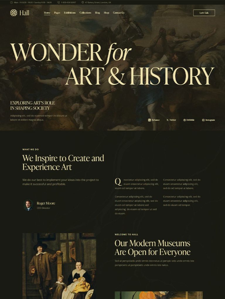 Hall Sanat Galerisi ve Müze WordPress Teması
