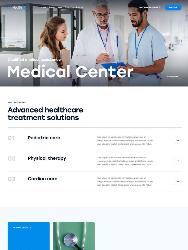 HealthHub Klinik ve Sağlık WordPress Teması