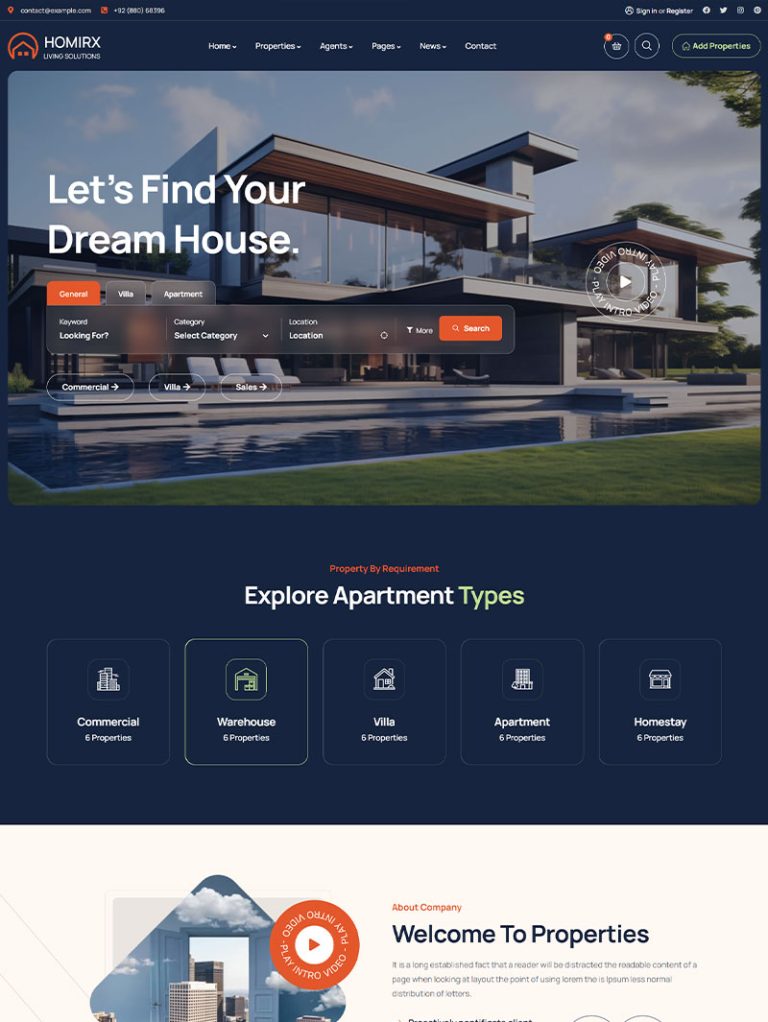 Homirx Emlak WordPress Teması
