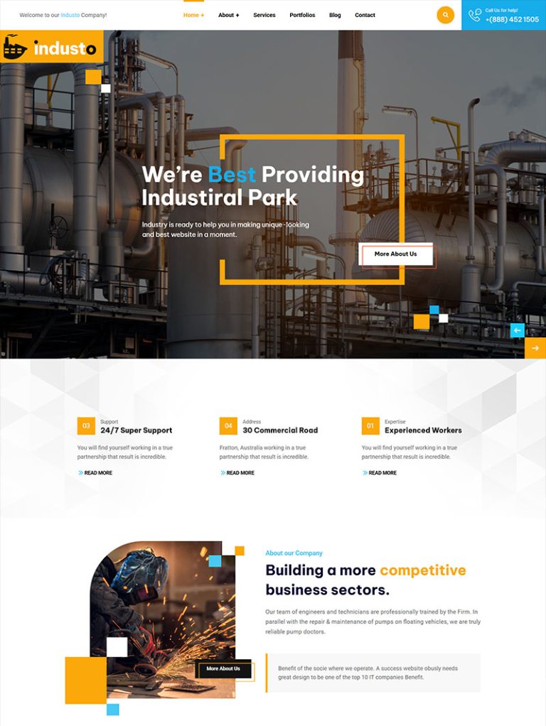 Industo Endüstri ve Fabrika WordPress Teması