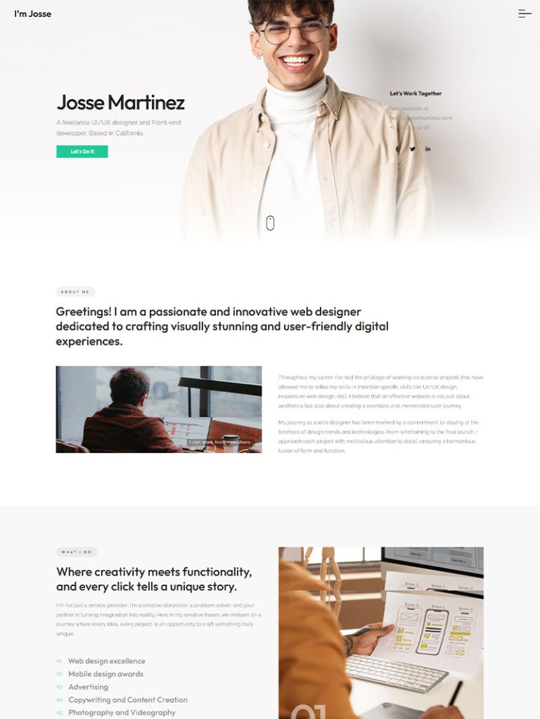 Joss Kişisel Portfolyo WordPress Teması