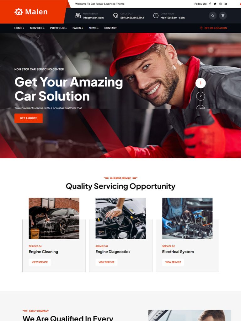 Malen Oto Servis WordPress Teması