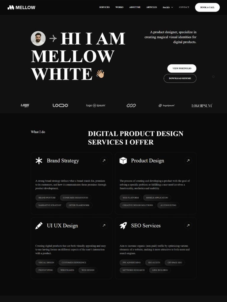 Mellow Kişisel Portfolyo WordPress Teması