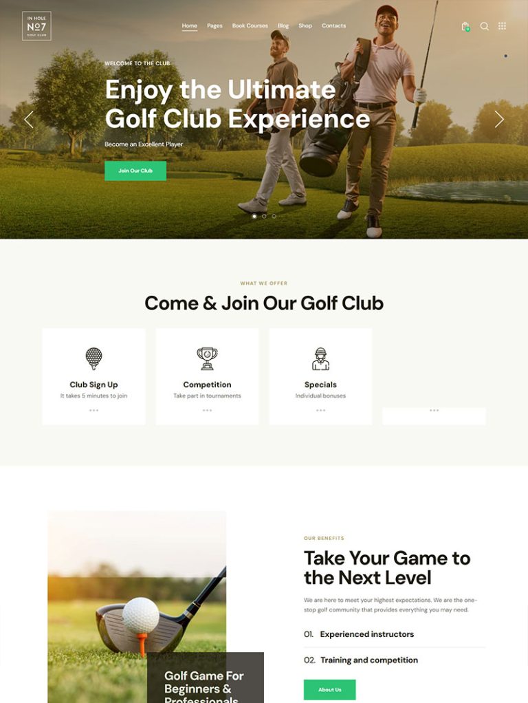 N7 Golf Kulübü WordPress Teması