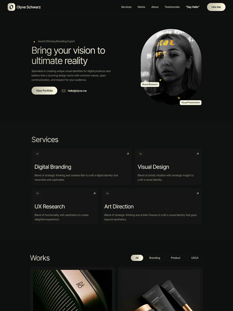 Olyve Kişisel Portfolyo WordPress Teması