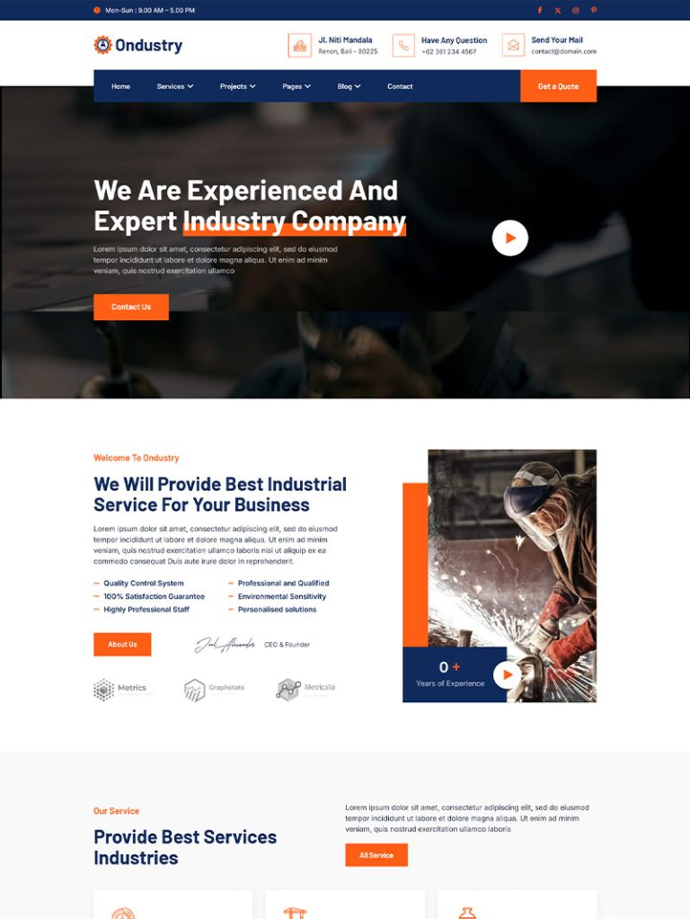 Ondustry Endüstri ve Üretim WordPress Teması