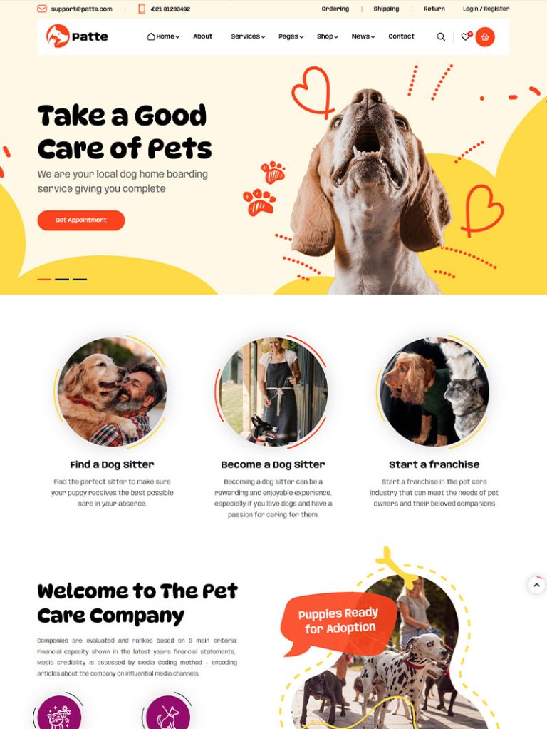 Patte Pet Shop WordPress Teması