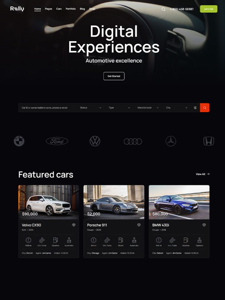 Rally Araç Kiralama ve Motosiklet Servisi WordPress Teması