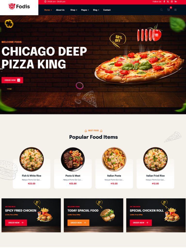 Fodis Restoran ve Kafe WordPress Teması