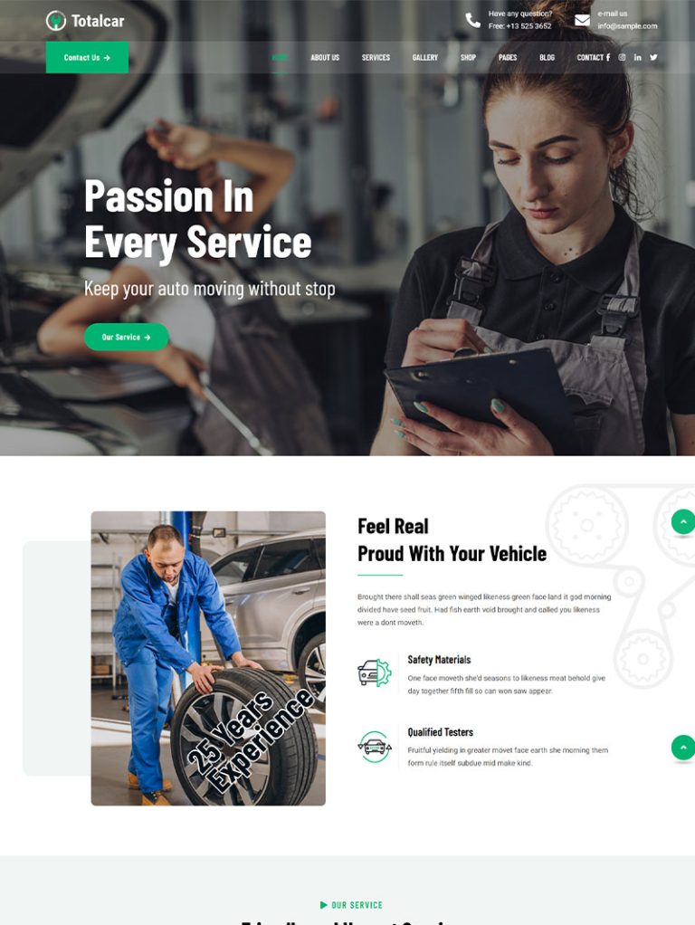 Total Car Oto Servis WordPress Teması
