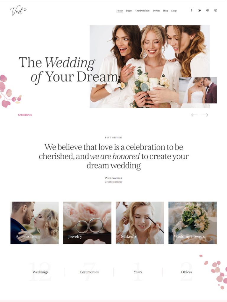 Veil Düğün ve Etkinlik WordPress Teması