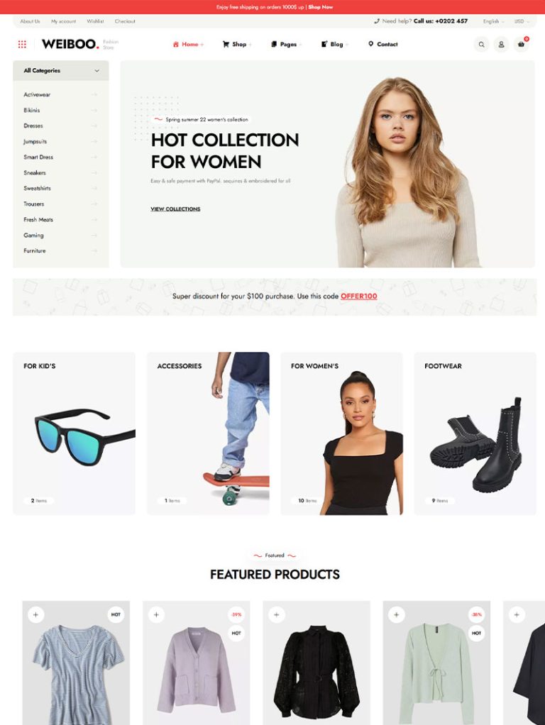 Weiboo E-Ticaret WordPress Teması